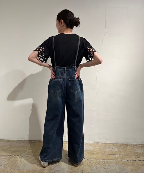 Pauline Bleu  ポリーヌブロー フロントアシンメトリーデニムオーバーオール