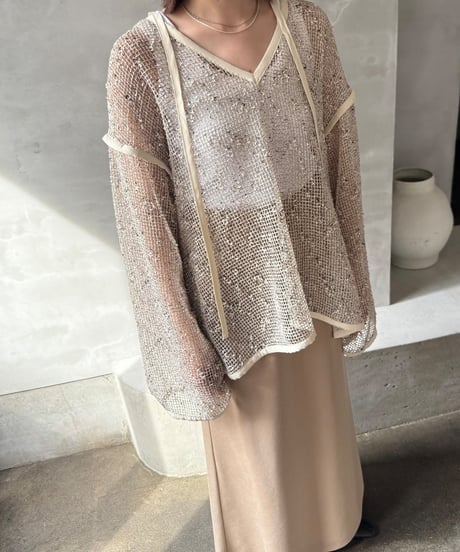 Cafune　カフネ　mesh tweed 2way pullover メッシュツィード2ウェィプルオーバー　535939