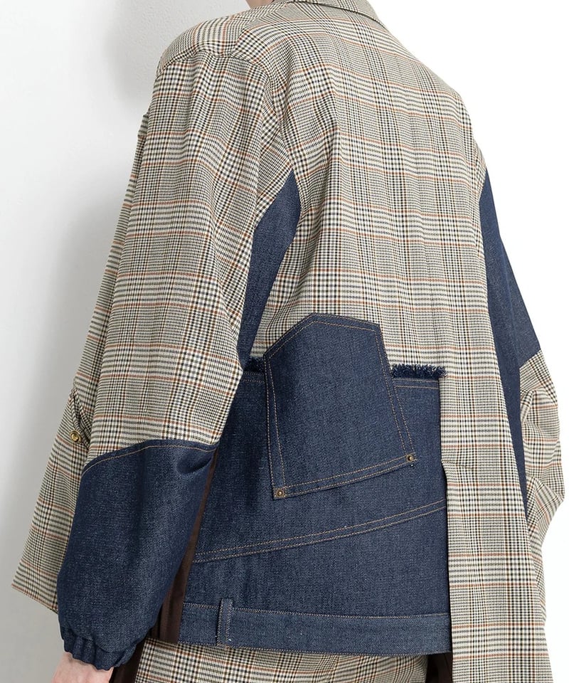 AULA AILA アウラアイラ チェックデニムコンビネーションジャケット