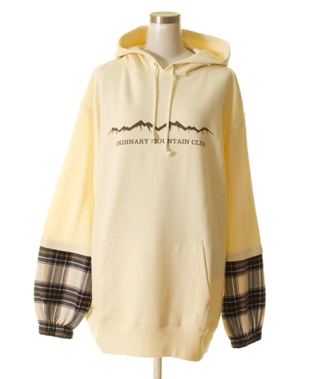 Boutique Ordinary　ブティークオーディナリー Check Sleeve Docking Hoodie PO  BO23-308T