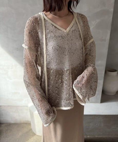 Cafune　カフネ　mesh tweed 2way pullover メッシュツィード2ウェィプルオーバー　535939