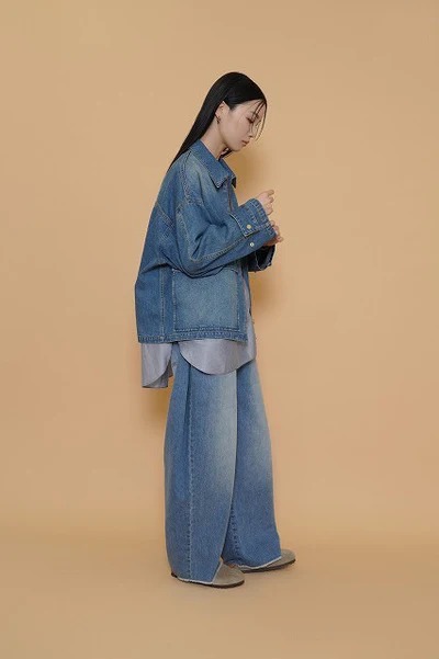 新品CYAN tokyo シアントーキョー　ダークデニム ジップアップジャケット CYAN TOKYO シアン トウキョウビッグポケットデニムジップ