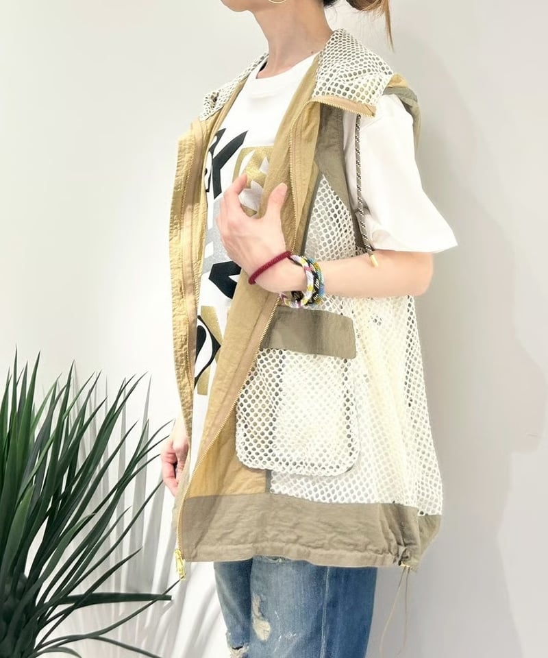 RISLEY リズレー Hooded tunic vest メッシュ ベスト 174105