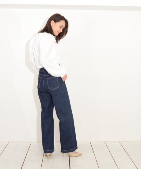 【再再入荷】Praia　プライア　ハイウエストセミワイドデニム  LERK-23111