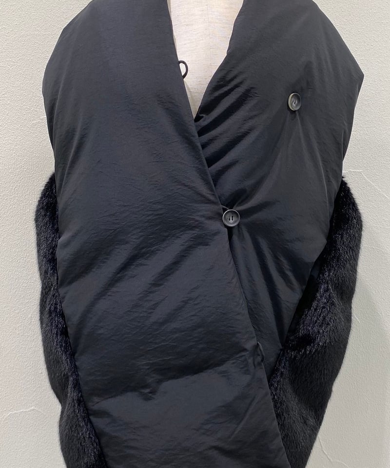 cyan tokyo ストールライクダウンベストジレブラックシアン