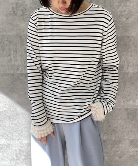 Anna Kerry　アンナケリー ボーダーフリルカフトップス 56261917