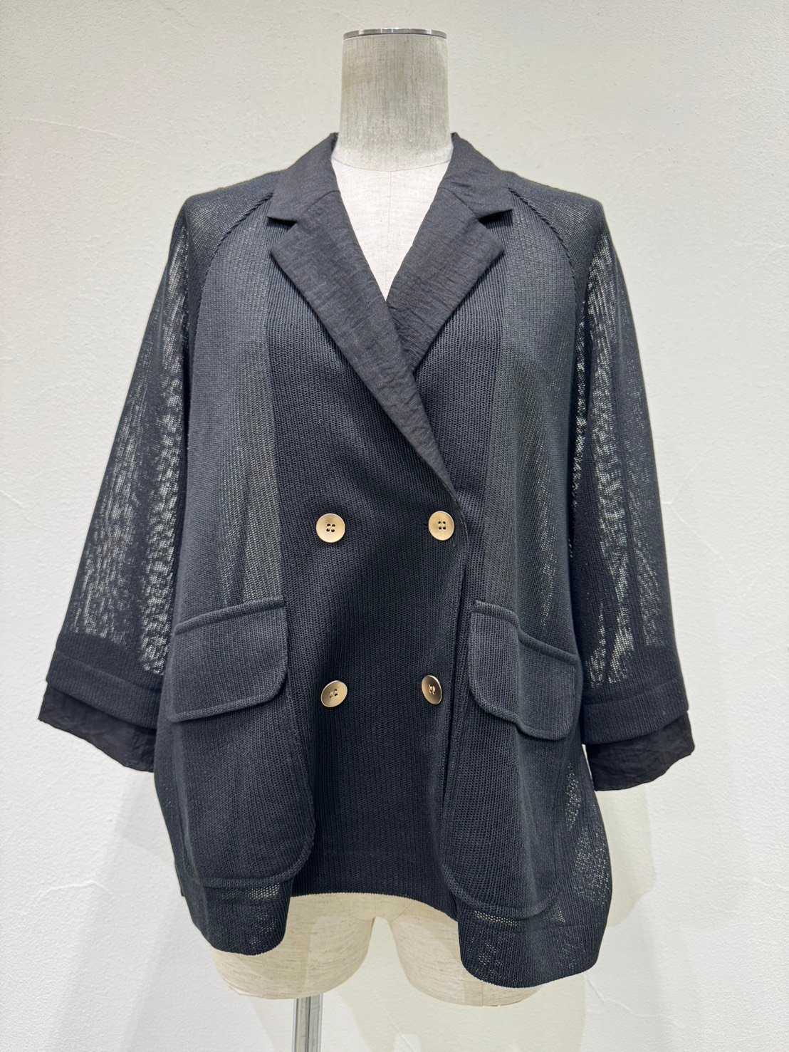【CYAN tokyo】ニットライクメッシュWジャケット　ブラック CYAN TOKYO シアン シアントウキョウ ニットライクメッシュWジャケット