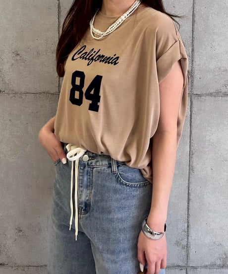 ROSIEE　ロージー　ソフトな風合いフロッキー肩タックプリントTシャツ　R810304　2026NEWARIIVAL