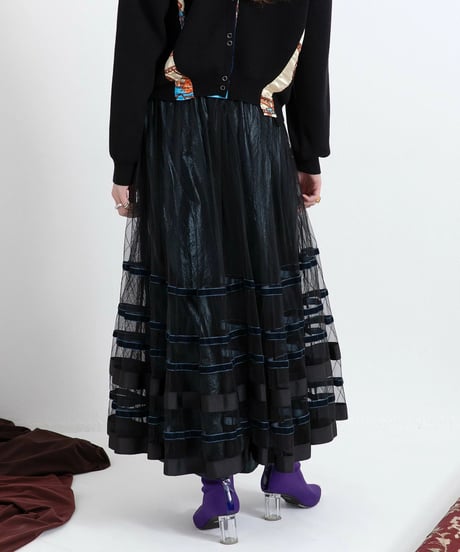 AULA AILA　アウラアイラ　ボーダーチュールスカート BORDER TULLE SKIRT 1253-07036 本州送料無料！