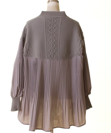 Buyer Select 　バイヤーズセレクト　ニットプリーツドッキングトップス　P34016