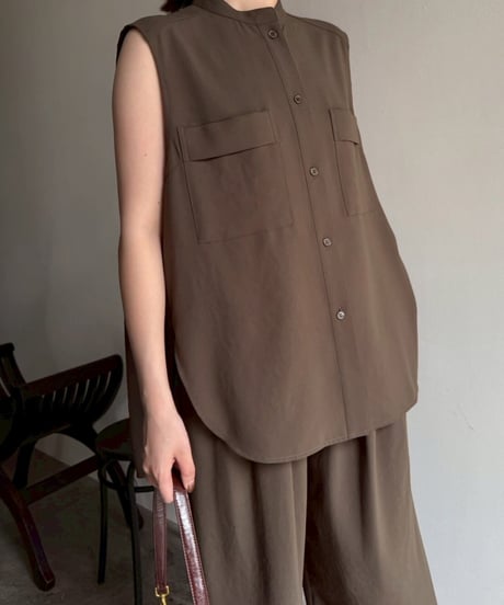 Cafune　カフネ　mat stretch georgette tuck sleeve blouse マットストレッチジョーゼットタックスリーブブラウス　535911