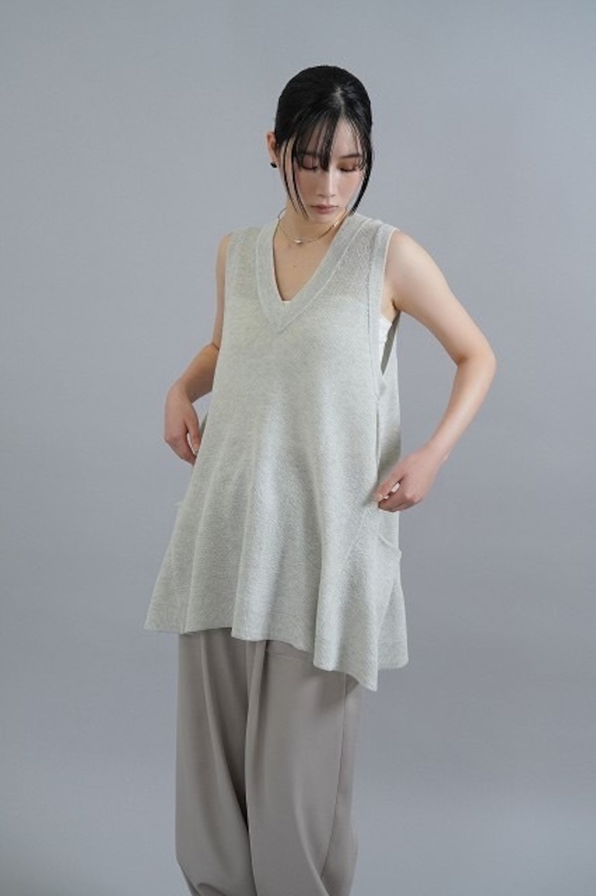 CYAN TOKYOサーキュラー畦ニットチュニック