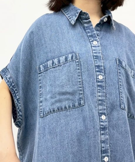 CYNICAL シニカル テンセルデニム×ジョーゼットロングシャツ 612-95131 (2026NEWARIIVAL)