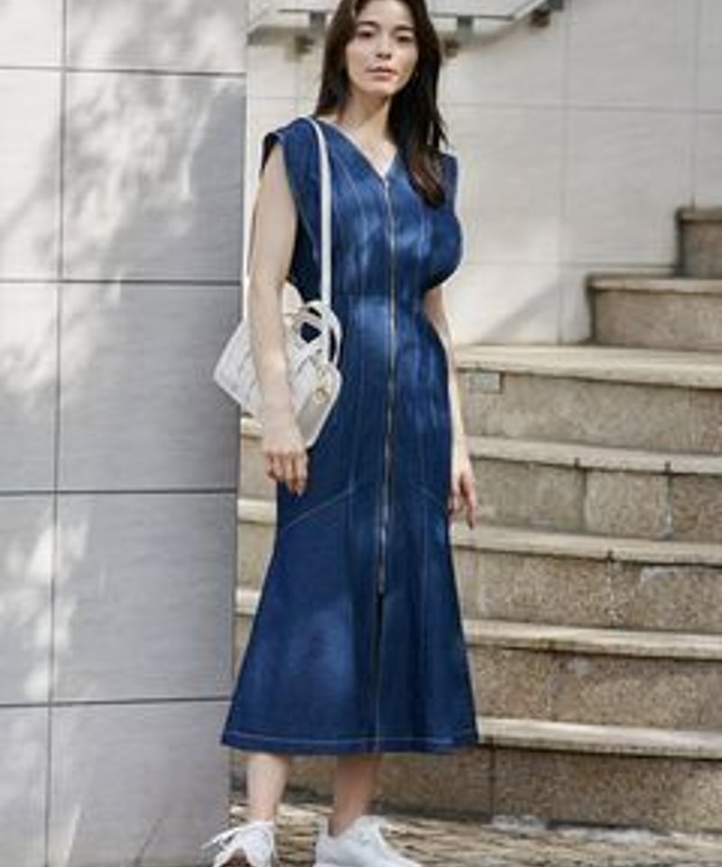 【美品】ISSEYMIYAKEPLEATSPLEASEデニム転写フレアワンピース デニム風レースワンピース02246 – Foonique
