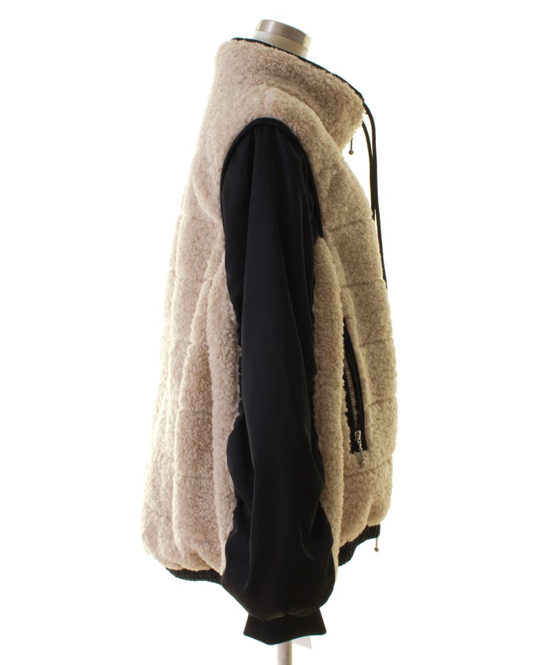 MARIED'OR マリードール ボア × タフタ 配色キルトコート 25469 本州