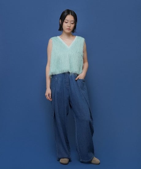 CYAN TOKYO シアントーキョー　オーバータックリネンデニムワイド　601464