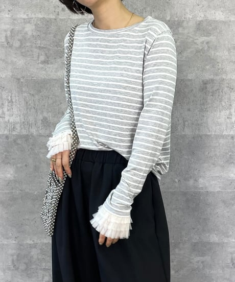Anna Kerry　アンナケリー ボーダーフリルカフトップス 56261917