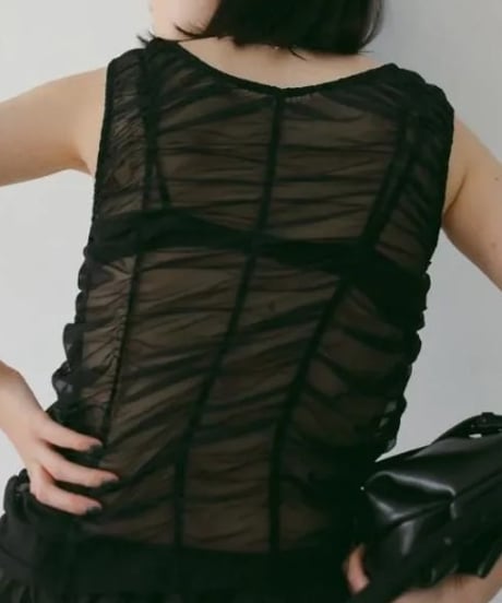 anuke アンヌーク Tulle Gather Tanktop 62610626 4月中旬～5月中旬発送予定