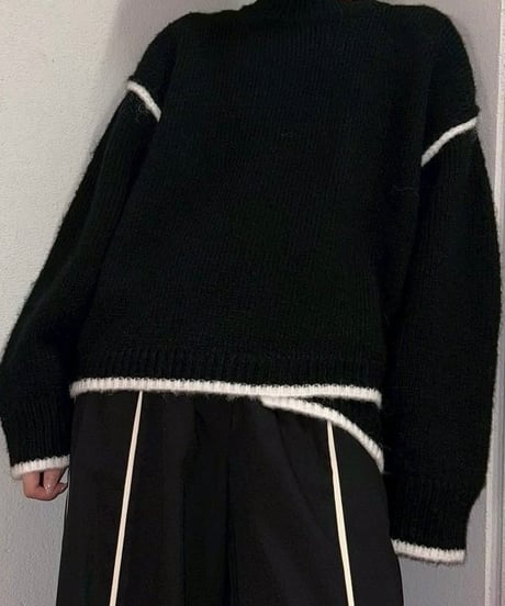 MICALLE MICALLE　ミカーレミカーレ 配色ラインアシメヘムニット プルオーバ  MMI138NDC