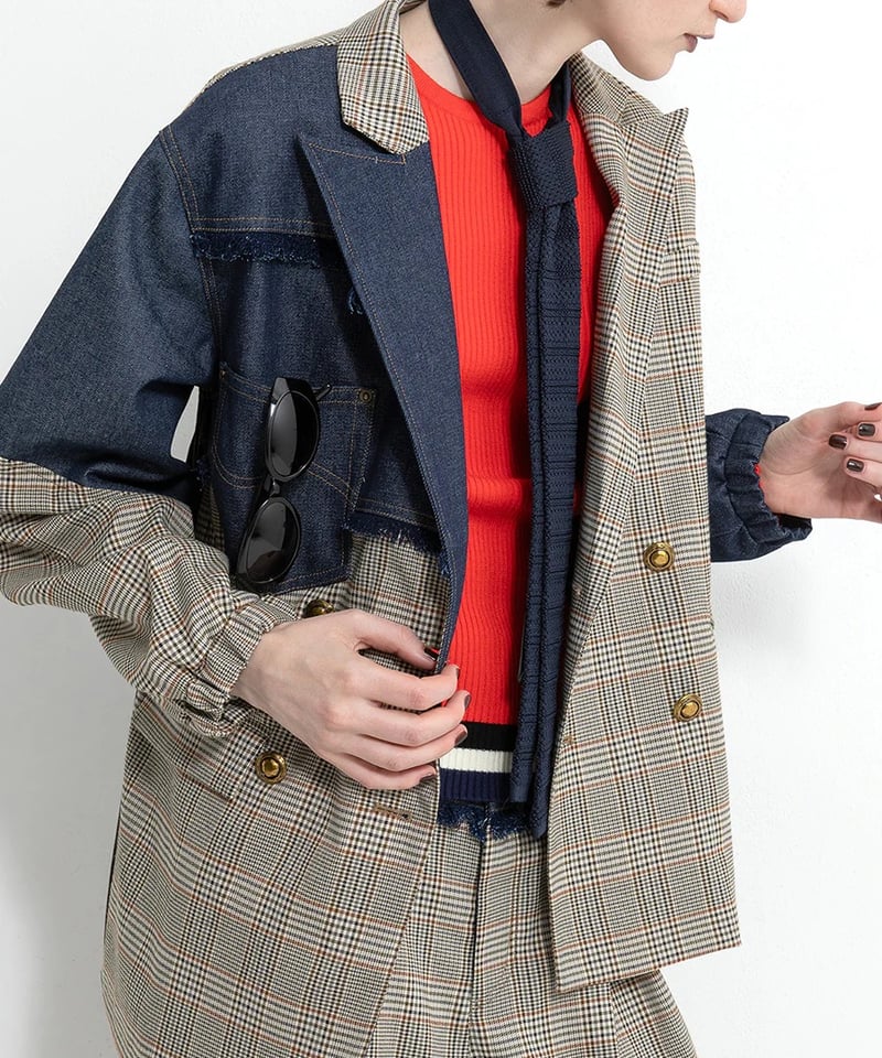 AULA AILA アウラアイラ チェックデニムコンビネーション