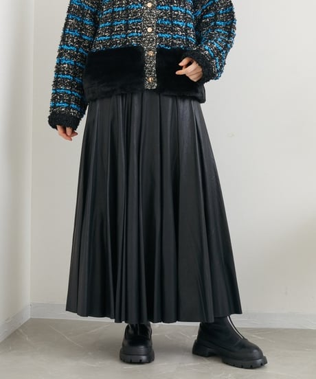 TRANOI.　トラノイ エコレザーサーキュラースカート 164R519