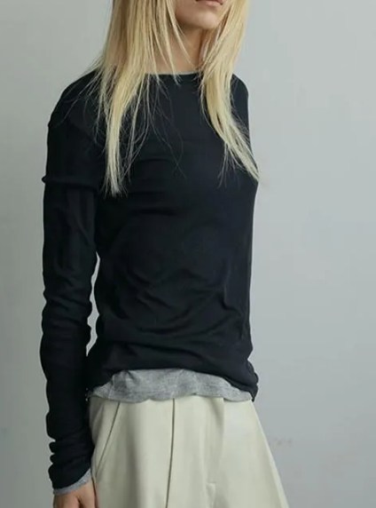 anuke (アンヌーク） Layered Sheer Long T-shirts 6252