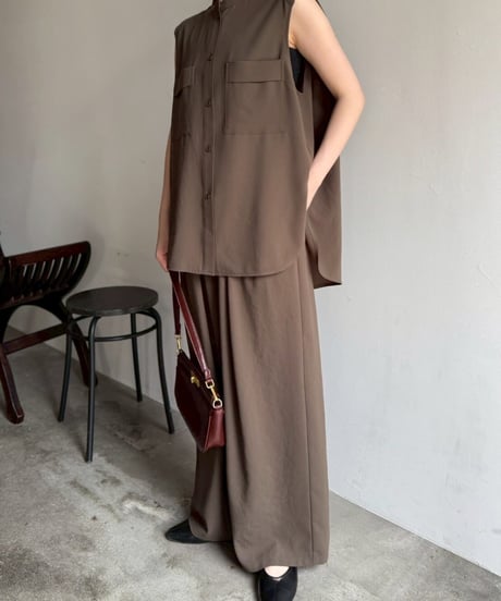 Cafune　カフネ　mat stretch georgette wide easy pants　マットストレッチジョーゼットワイドイージーパンツ　535620