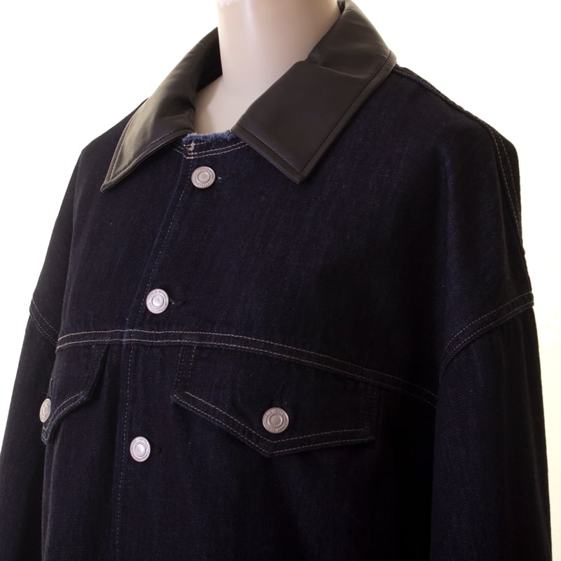 Cafune カフネ 衿合皮コットンデニム ジャケット 535419 本州