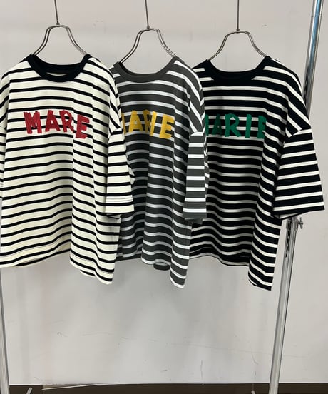 MARIED'OR マリードール　テープロゴボーダー五分袖Tシャツ　14144