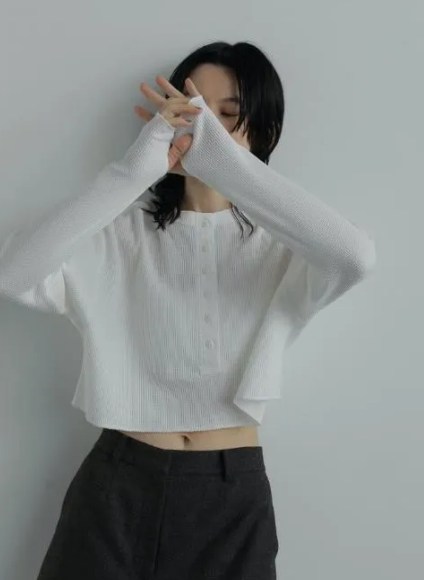 anuke (アンヌーク） Waffle Henley Tops 62520628 | Deargo