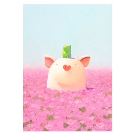Post Card ポストカード「花の香りと珍しい友達」