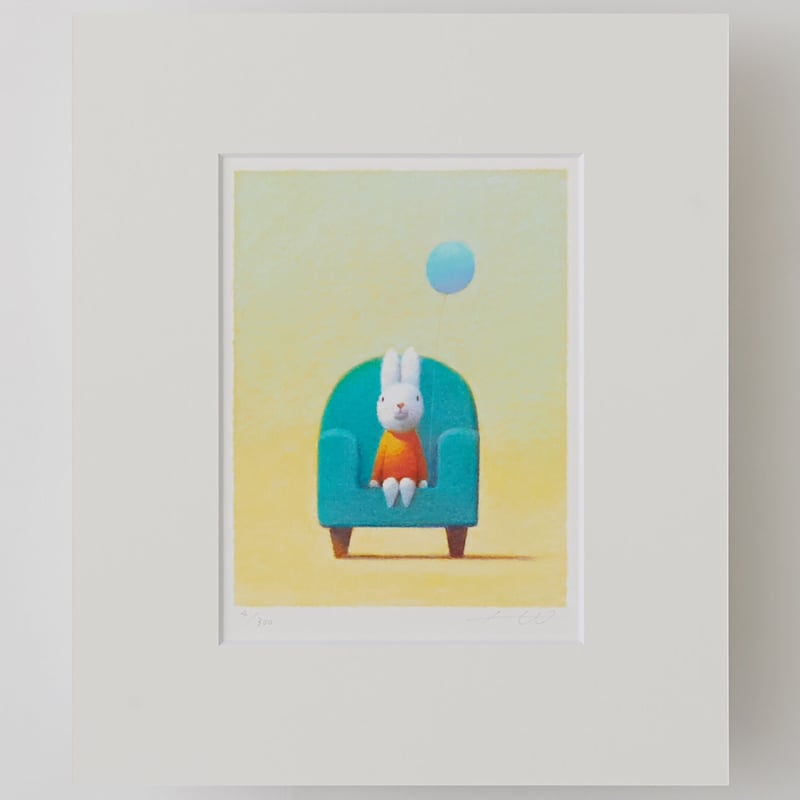 ジクレー版画「青い風船」（フレーム無し・ブックマット仕様