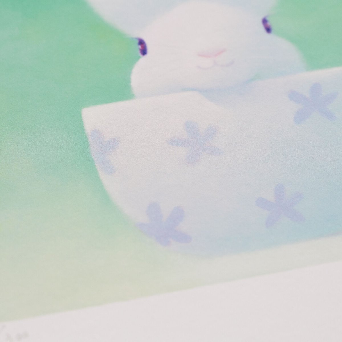 ジクレー版画「青い花のカップ」（フレーム無し・ブックマット