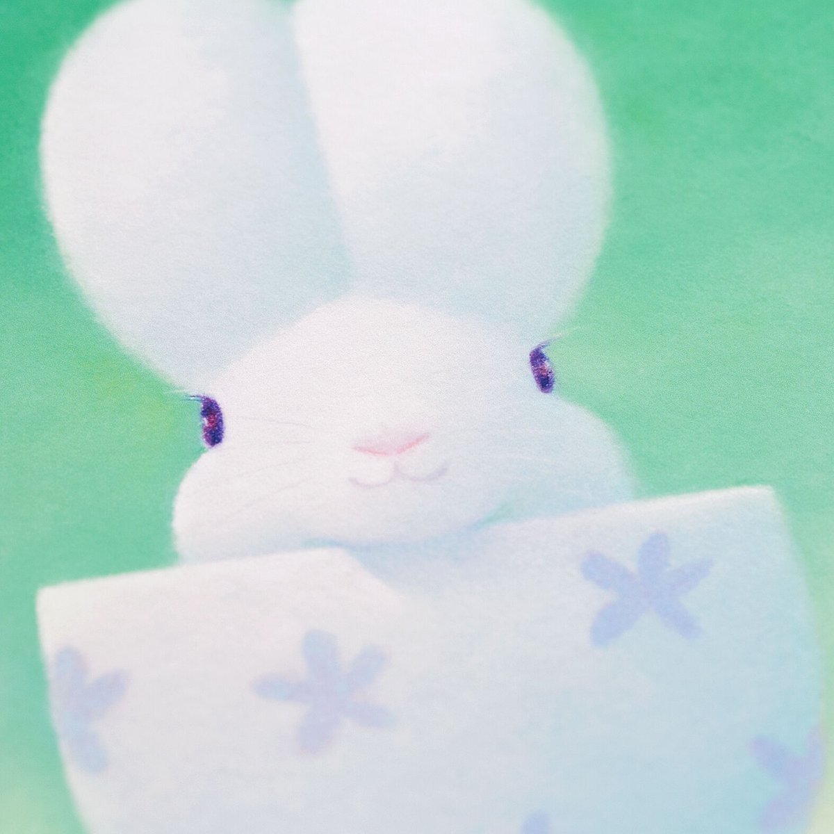 ジクレー版画「青い花のカップ」（フレーム無し・ブックマット