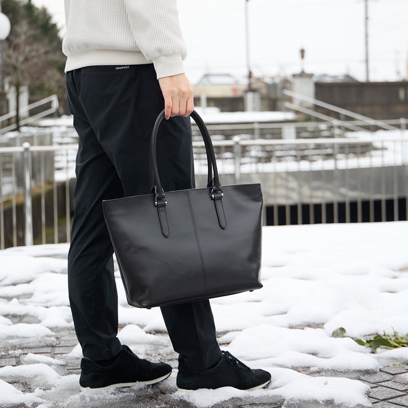 TAJIMA COWHIDE 横型トート クロ | Flux K
