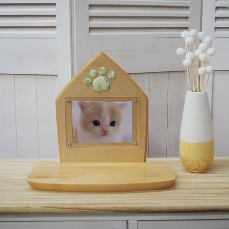 ペット メモリー あしあと【肉球押絵飾り】ペット用木製供養台