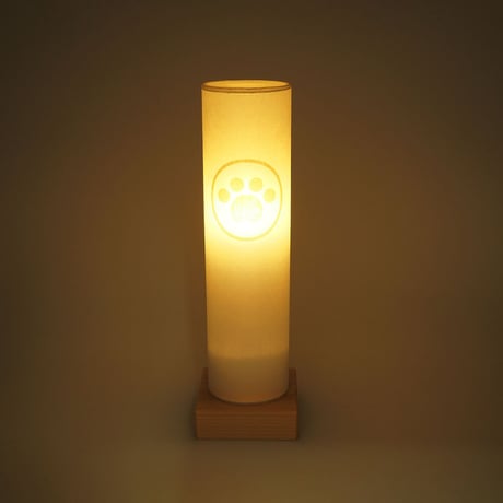 ペット メモリー あかり【肉球紋入り  手漉き本美濃紙飾り】ペット用木製 電池式 コードレス LEDスイッチ付