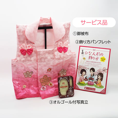 【数量限定】白無垢リボン飾り 雛人形－白金桜 木目込み丸型アクリルケース五人飾り-【platinum sakura】