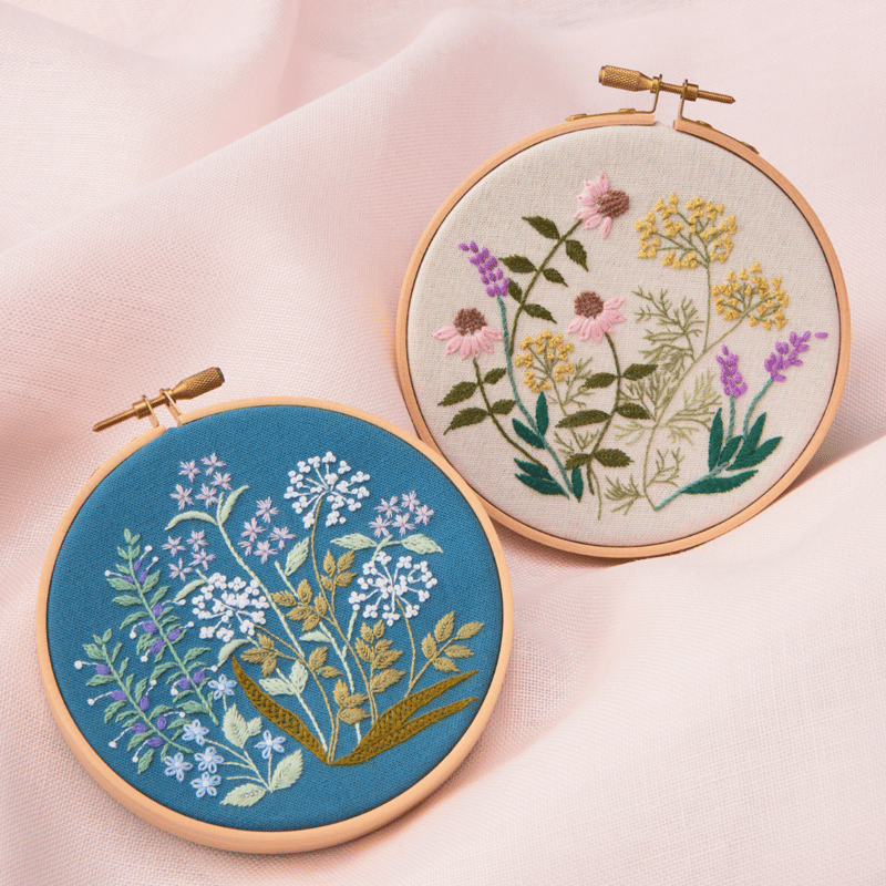 8・9つのステッチで刺す「ハーブのオーナメント」（解説・転写布・糸