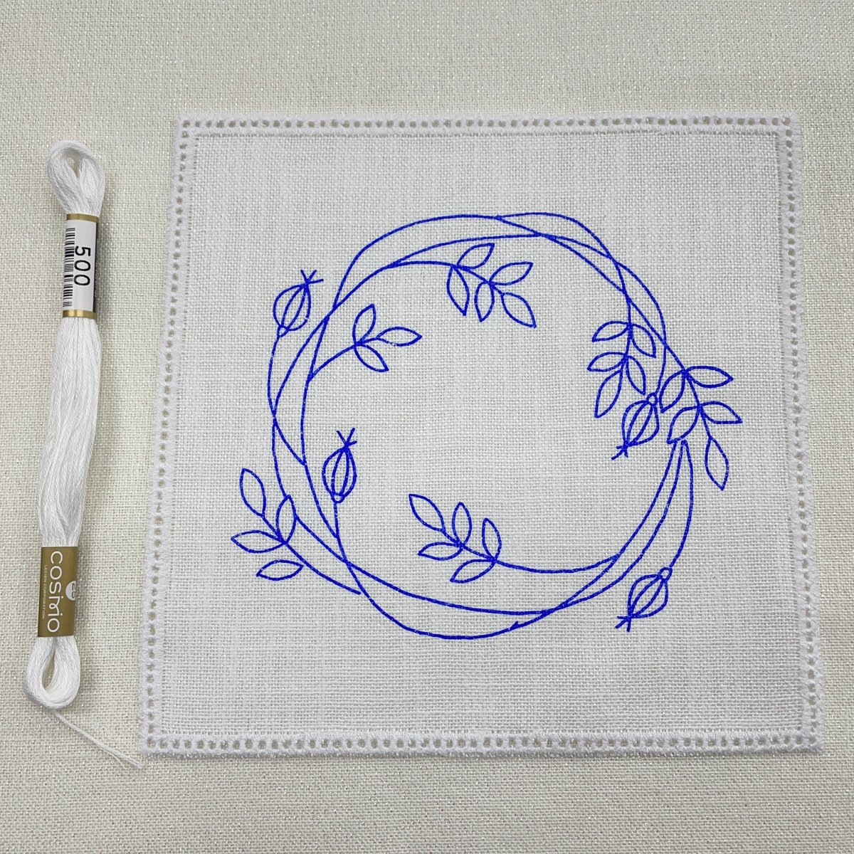 戸塚刺繡入 鏡 楕円形 ピコ入りモチーフ 正方形 図案プリント済み | 戸塚刺しゅう