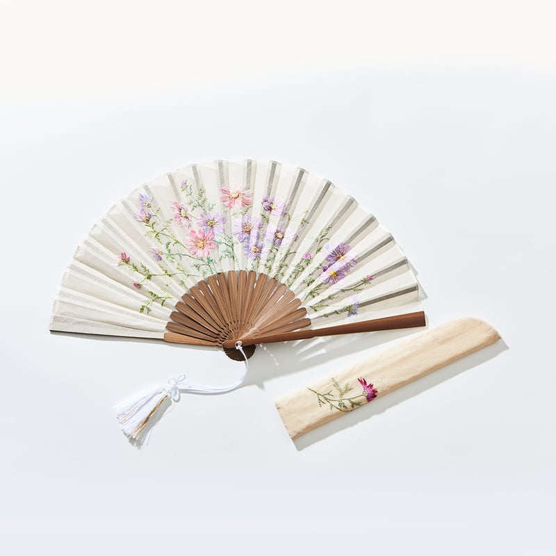 扇子　花　刺繍 オンライン先行発売＞扇子用プリントクロス「コスモス」 | 戸塚