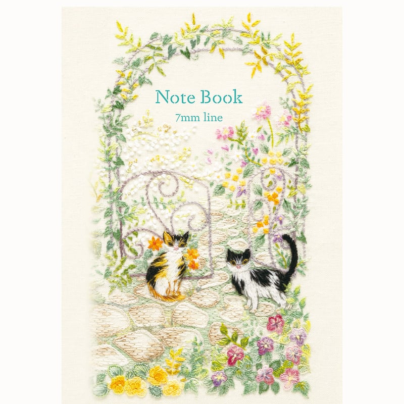 罫線ノートⅡ」(ねこと出会うフラワーガーデン） | 戸塚刺しゅう