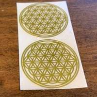 トーラスをととのえるふるえるフラワーオブライフメタルシール小(1シート2枚入り)