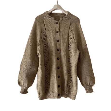 Cable  Knit puff sleeve cardigan/F197