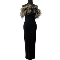 USA製　ROBERTA feather slit long dress /F120