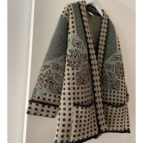 Jacquard  viergeflower  knitjacket/F176