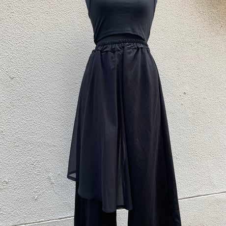 Asymmetric Sheer Layered Cropped Pants/F253