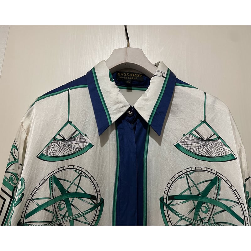 MASSARDI Gold Label scarf柄 silk shirt /F147 | F