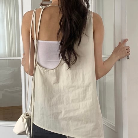 Back Open Nylon Sleeveless Top/F282