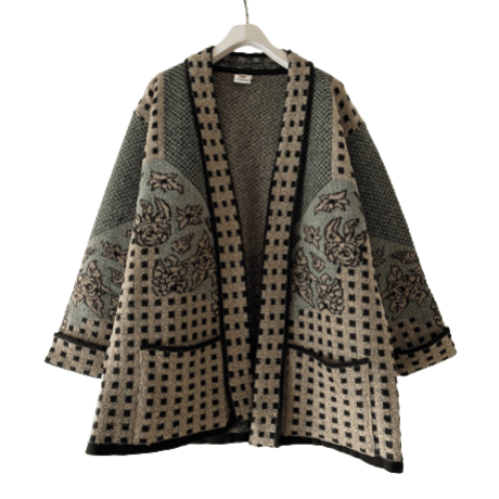 Jacquard  viergeflower  knitjacket/F176